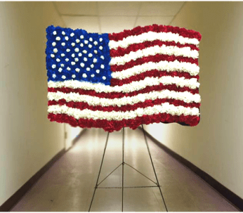 GRAND OLD GLORY - 36" X 24" AMERICAN FLAG ON A 54" EASEL. MADE OF RED WHITE AND BLUE CARNATIONS AND WHITE MINI CARNATIONS.  ON THE ORDER FORM FOR DELIVERY INFO: Enter the FIRST AND LAST NAME of the deceased and select "FUNERAL HOME" under Location Type. Enter "ANC" under Funeral Home Name, and enter the SECTION-GRAVE NUMBER under Funeral Home Address. Use "ARLINGTON, VA 22211" for the City, State, Zip and enter YOUR CONTACT NUMBER for the Day Phone number. The delivery fee will change from $12.95 to $10.95 at final checkout. A complimentary delivery confirmation photo will be sent to your email address.      As Shown : TT-ANC50  