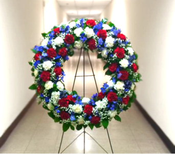 PATRIOTS WREATH - PATRIOTS WREATH BY TWIN TOWERS FLORIST  For wreath orders to the Tomb of the Unknown Soldier, use the First/Last Name fields to enter the NAME OF THE PRESENTING GROUP and select "FUNERAL HOME" under Location Type. Enter "ANC TOMB" under Funeral Home Name and enter the TIME of the ceremony under Funeral Home Address. Enter the RIBBON TEXT in the Personal Message section.   