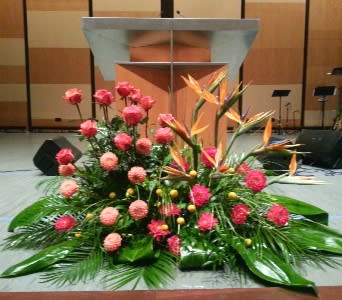 PODIUM ARRANGEMENT 69 [TTPOD69] - PODIUM ARRANGEMENT BY TWIN TOWERS FLORIST      As Shown : TTPOD69  