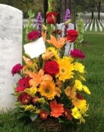  FALL BASKET  - FALL BASKET BY TWIN TOWERS FLORIST  ON THE ORDER FORM FOR DELIVERY INFO: Enter the FIRST AND LAST NAME of the deceased and select "FUNERAL HOME" under Location Type. Enter "ANC" under Funeral Home Name, and enter the SECTION-GRAVE NUMBER under Funeral Home Address. Use "ARLINGTON, VA 22211" for the City, State, Zip and enter YOUR CONTACT NUMBER for the Day Phone number. The delivery fee will change from $12.95 to $10.95 at final checkout. A complimentary delivery confirmation photo will be sent to your email address.      As Shown : TT-ANC13  