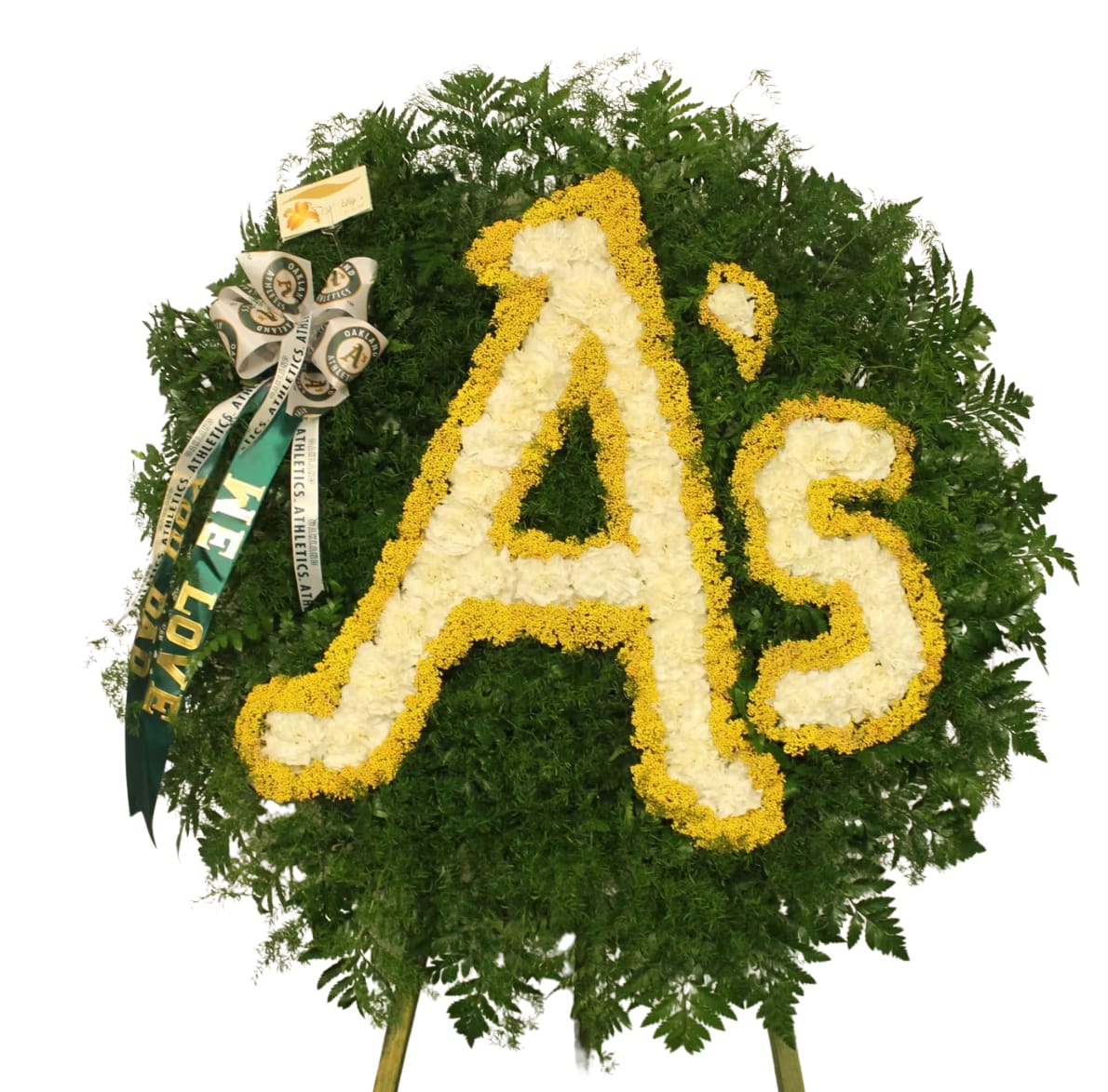 A's - A personalized spray of the Oakland A's in their team colors!  Disclaimer: We ask AT LEAST 7 days in advance.