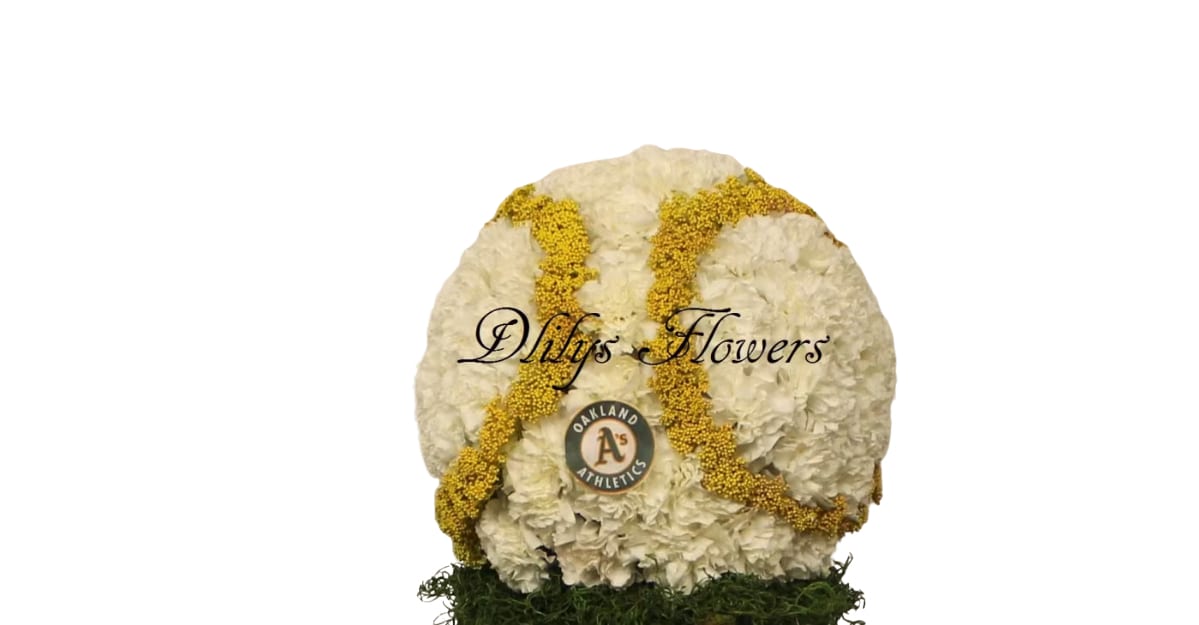 Team Fan - A unique flower arrangement display of the Oakland A's.