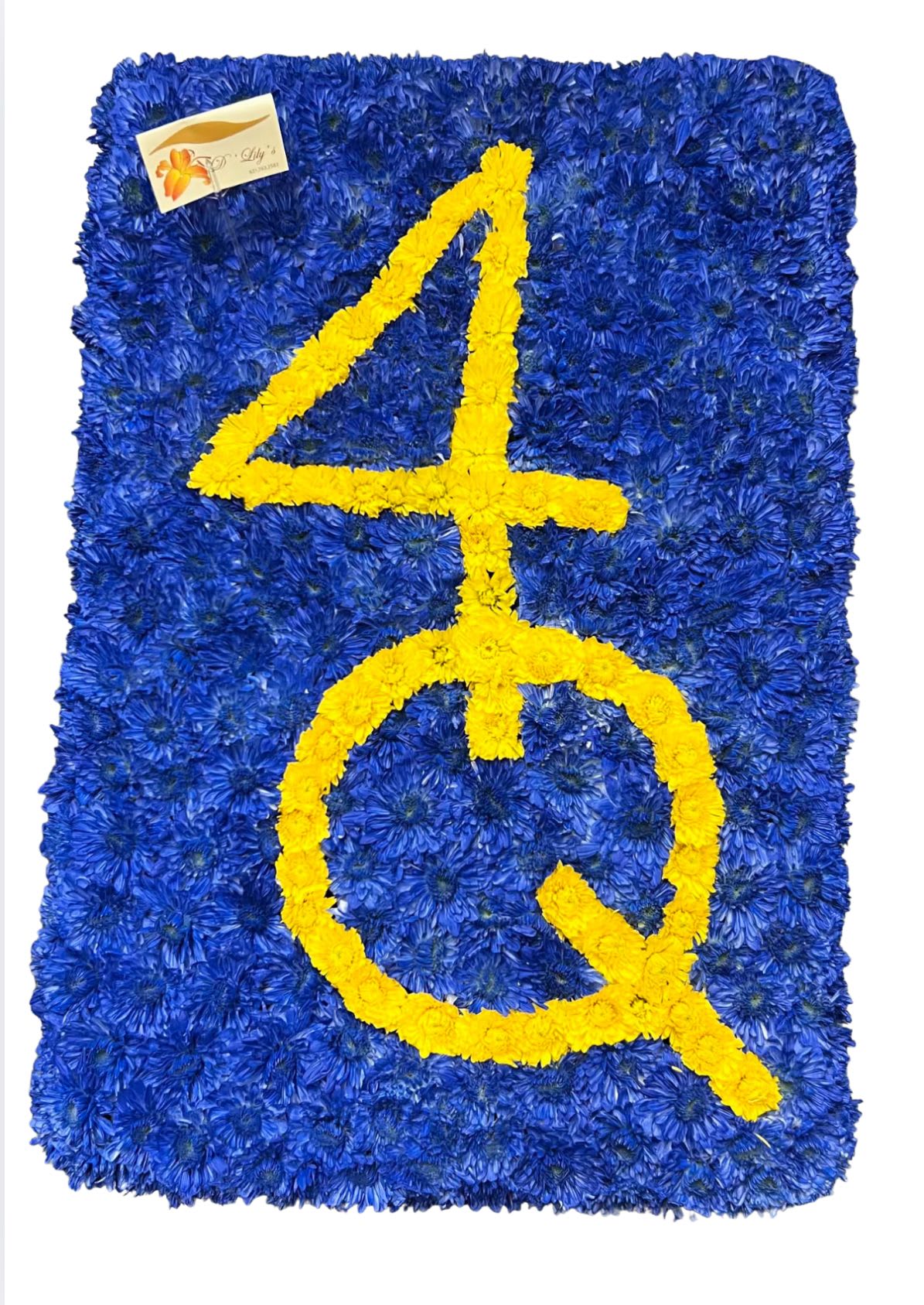 Custom Tribute Spray  - A beautiful tribute to remember those who were loved and never forgotten. Could be anything to their jersey number, favorite number, or initials of any company etc.  DISCLAIMER: This arrangement must be pre-ordered at least 3-4 days ahead.  
