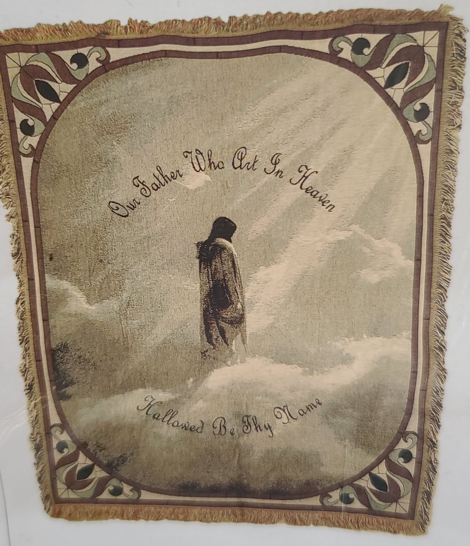 Our Father Throw Blanket - Warm, soft, &amp; comforting. Our 100% cotton throw blankets offer care when you can not be there. The Standard Our Father throw blanket is accented with a coordinating bow.  The Deluxe &amp; Premium arrangements are accented with a removable, coordinating silk floral swag and bow. 