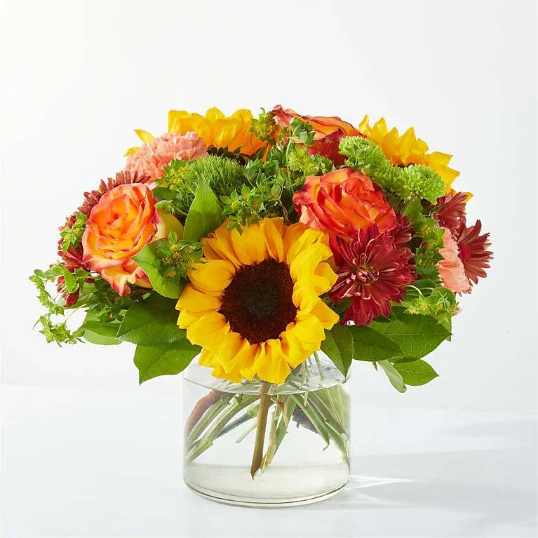 Harvest Festival Bouquet - A vibrant collection of autumnal flowers makes this an excellent touch of seasonal beauty in any space.