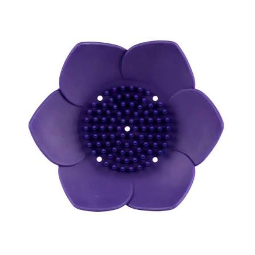 Purple flower-shaped decorative clip with beaded center