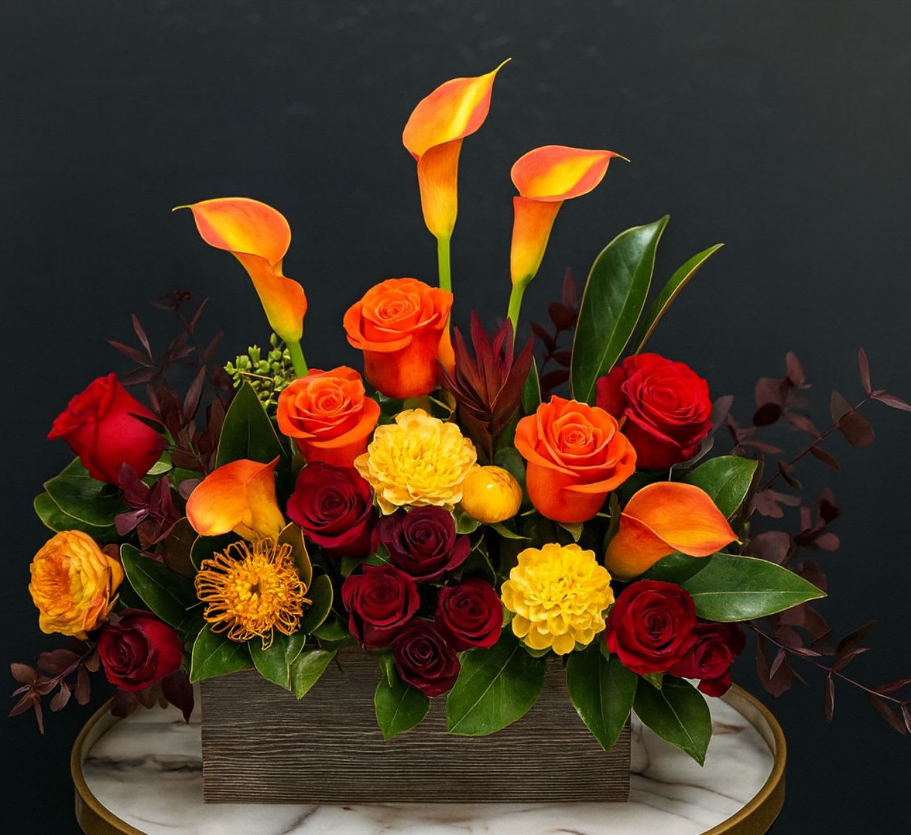 Rustic Dahlia and Calla Centerpiece  - Rustic Dahlia and Calla Centerpiece 