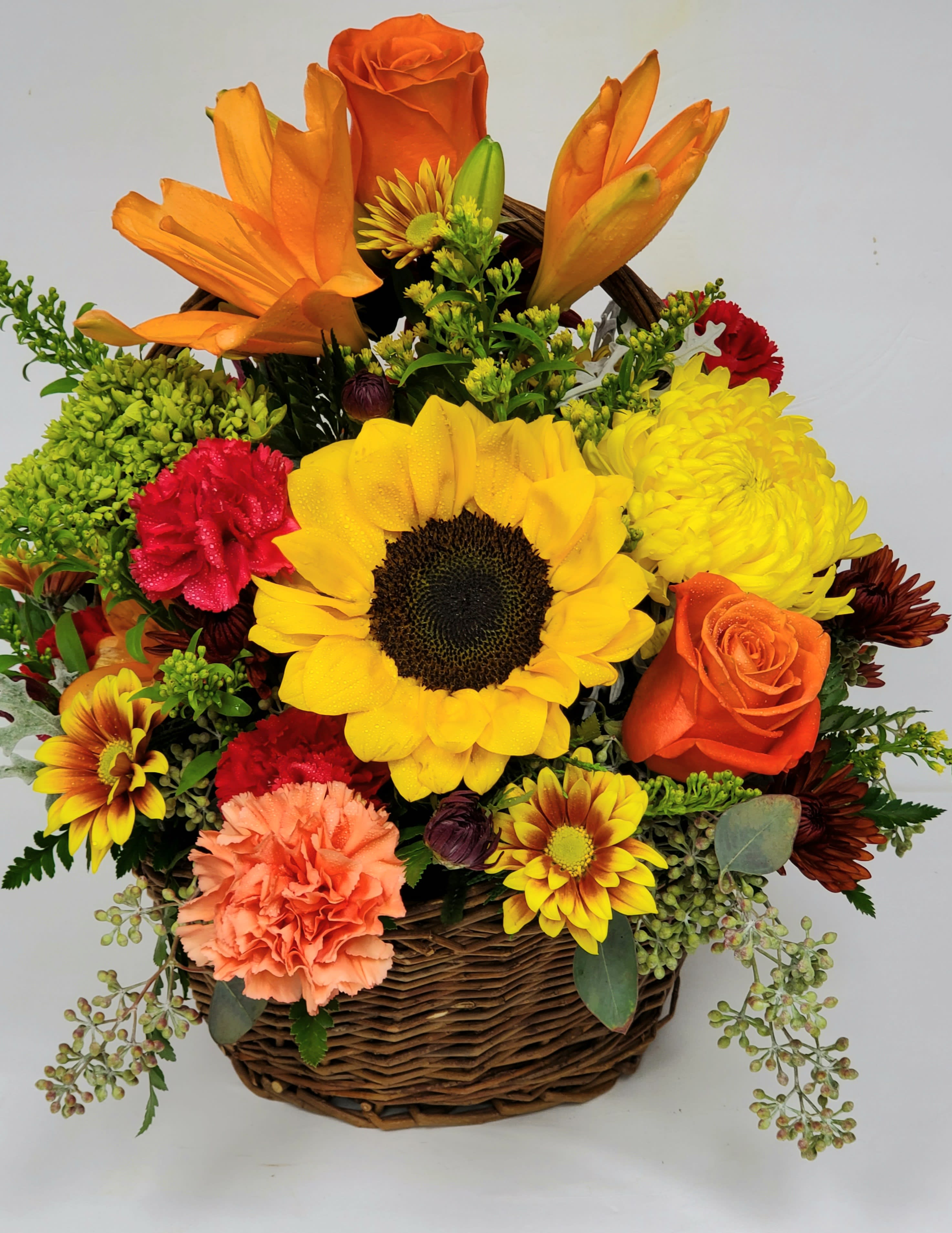 Happy Fall - A basketful of fall colors .Reminiscent of Apple and pumpkin picking..
