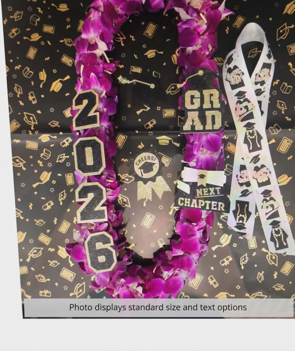 Lei With Flair For graduation 2025 - A custom double lei with glitter decals and bow