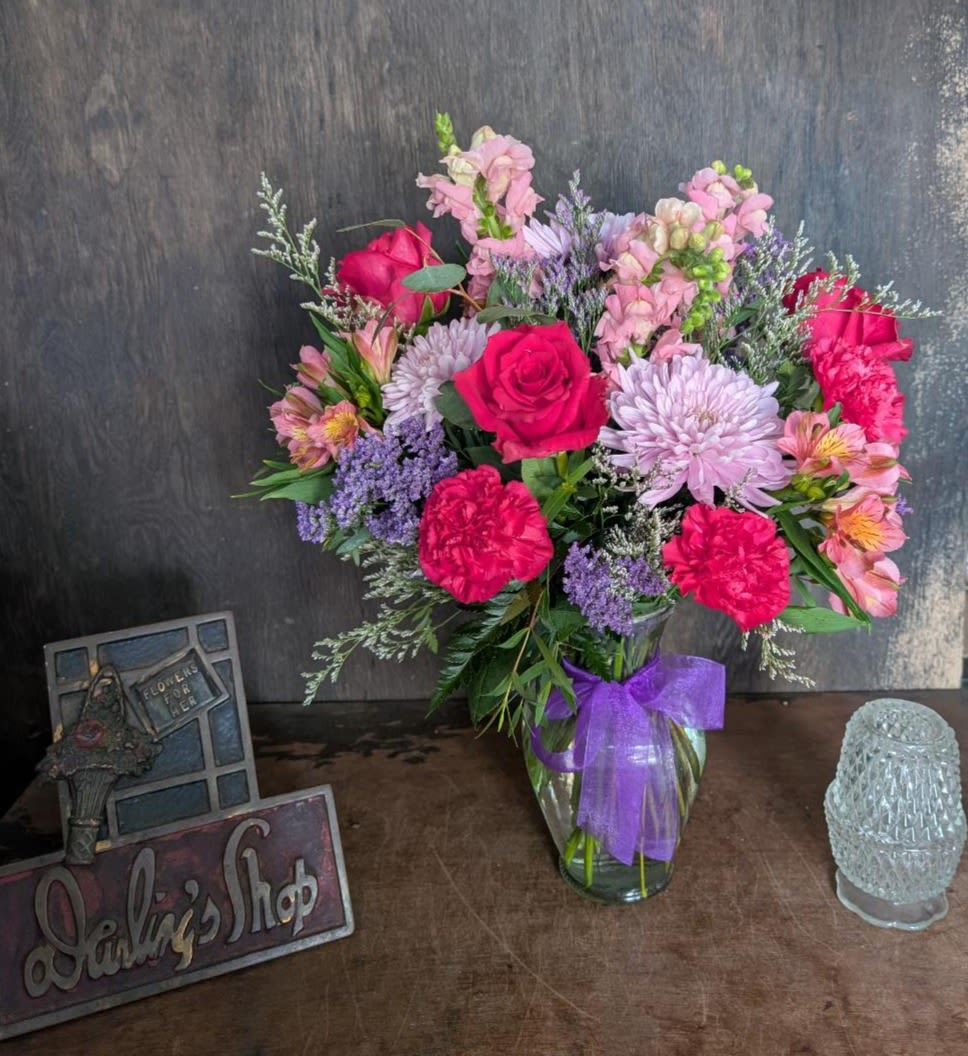 Birthday Wishes  - rose, snapdragons, carnations and mums with fillers 