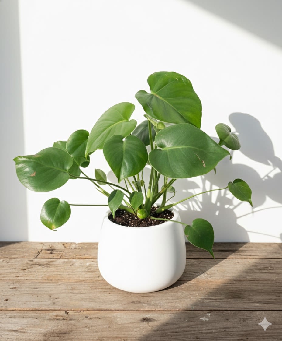 Monstera  - This monstera plant present in a 7.5inch white ceramic planter. It's a simple and modern arrangement. Monstera is a very easy to take care and beautiful indoor plant. Give it water once a week, avoid too much direct sunlight.  