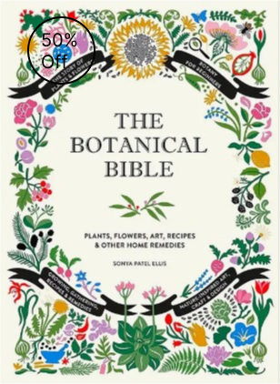 SALE 50% OFF- The Botanical Bible - Hardback - The Botanical Bible: Plants, Flowers, Art, Recipes &amp; Other Home Uses. Hardcover book. The Botanical Bible is an elegant and comprehensive introduction to the beauty, diversity, and value of the botanical world. Author Sonya Patel Ellis covers the evolution of the plant kingdom, the history of horticulture, basic botany, and more. Readers will learn not only how to garden and forage in six major climate zones but also how to make the most of their harvest through a series of recipes for savory dishes, sweets, and drinks.  Ellis demonstrates how to use botanicals for beauty and health, with instructions for making essential oils, herbal remedies, floral scents, and natural cosmetics—and even explores the world of botanical artistry and crafts. Gorgeously illustrated throughout, and packed with information and hands-on projects, The Botanical Bible is the ultimate guide for aspiring gardeners, botanists, homesteaders, and more.