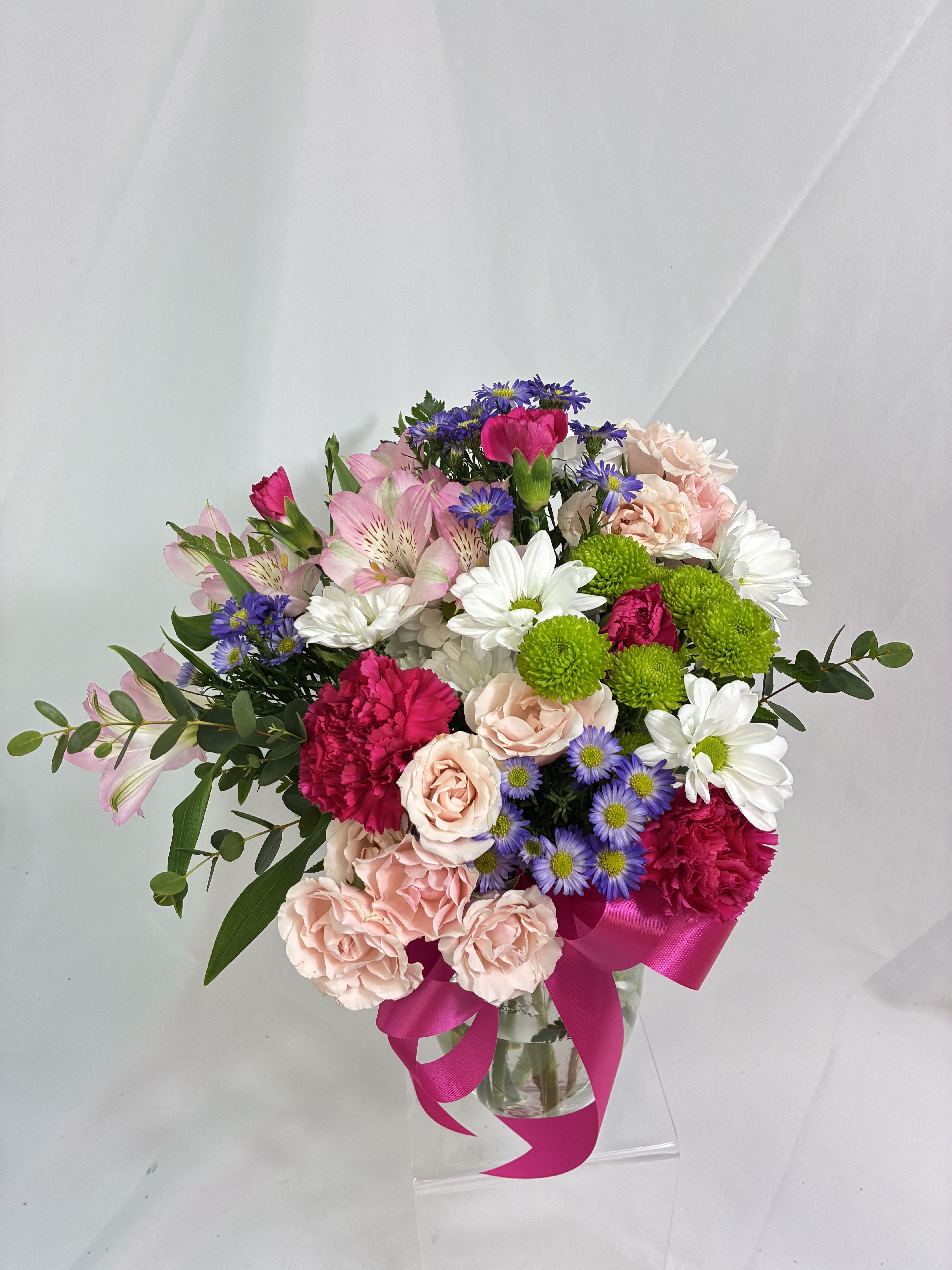 Sweet Darling Bouquet - Sweet Rose blooms in this darling bouquet, send appreciation their way!  Nothing says how much you think of someone, like a beautiful bouquet. Fresh Chrysanthemums, Lilies &amp; Roses in this mix create a sweet gesture to someone special! 
