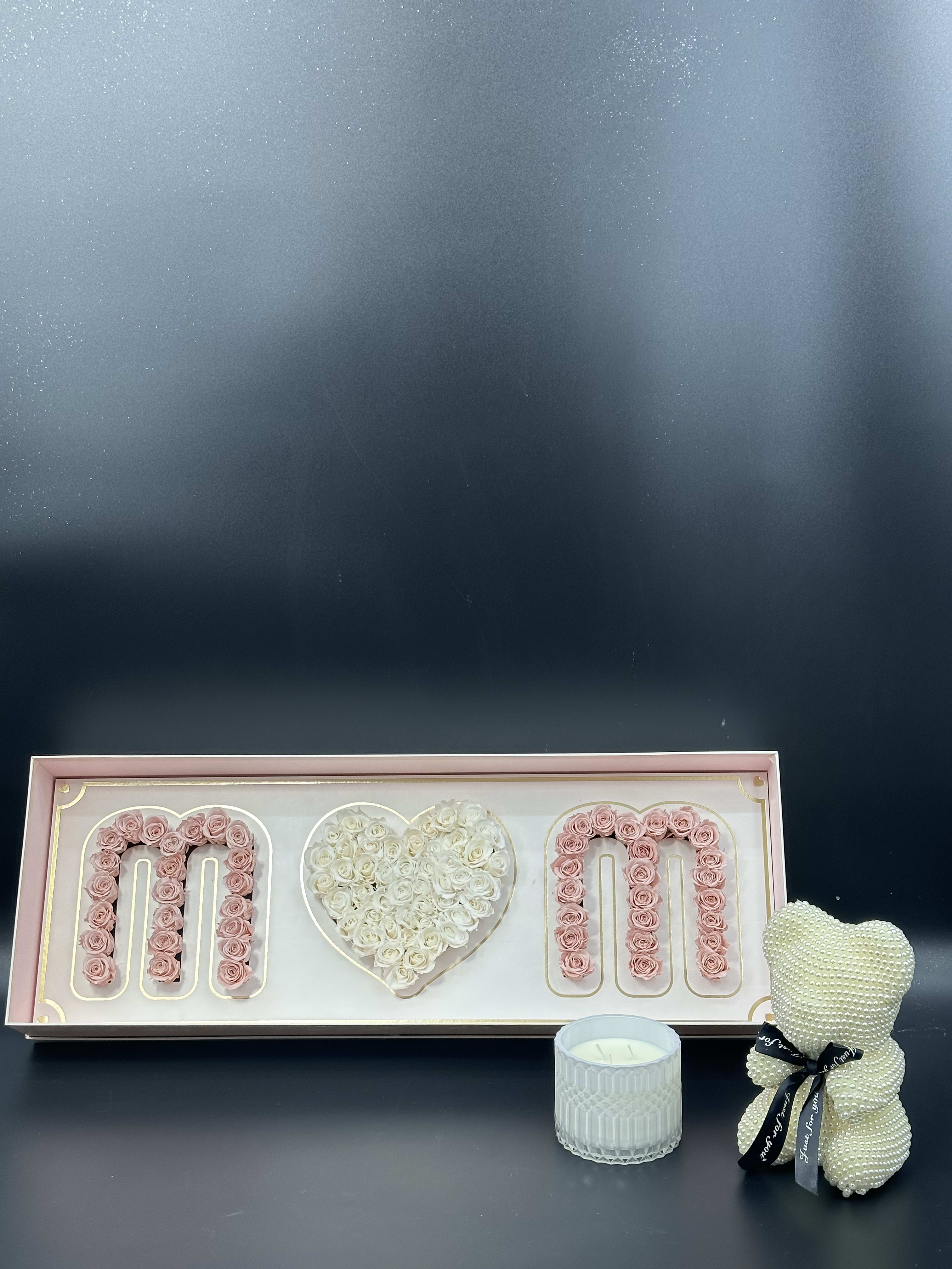 PRESERVED  ROSES FOR MY MOM - Surprise all the Mother's in your life with preserved Spray Roses ,around 90roses .,by sending this ,MOM' box  with heart of beautiful roses ,to symbolize of your Love and appreciated  .This is a perfect gift that's really meant for her and will definitely  be her favor .Our bestseller for Mothers Day , Mom Birthday , Anniversary ,Parents Day ,or just because you want to say Thank YOU MOM,to the woman who has been there with you through thick and thin. The roses will last foe up to 5 years . We selling different colors  We selling candles and chocolate  Complete your gift with chocolate or candle . Your MoM deserved the BEST!!!