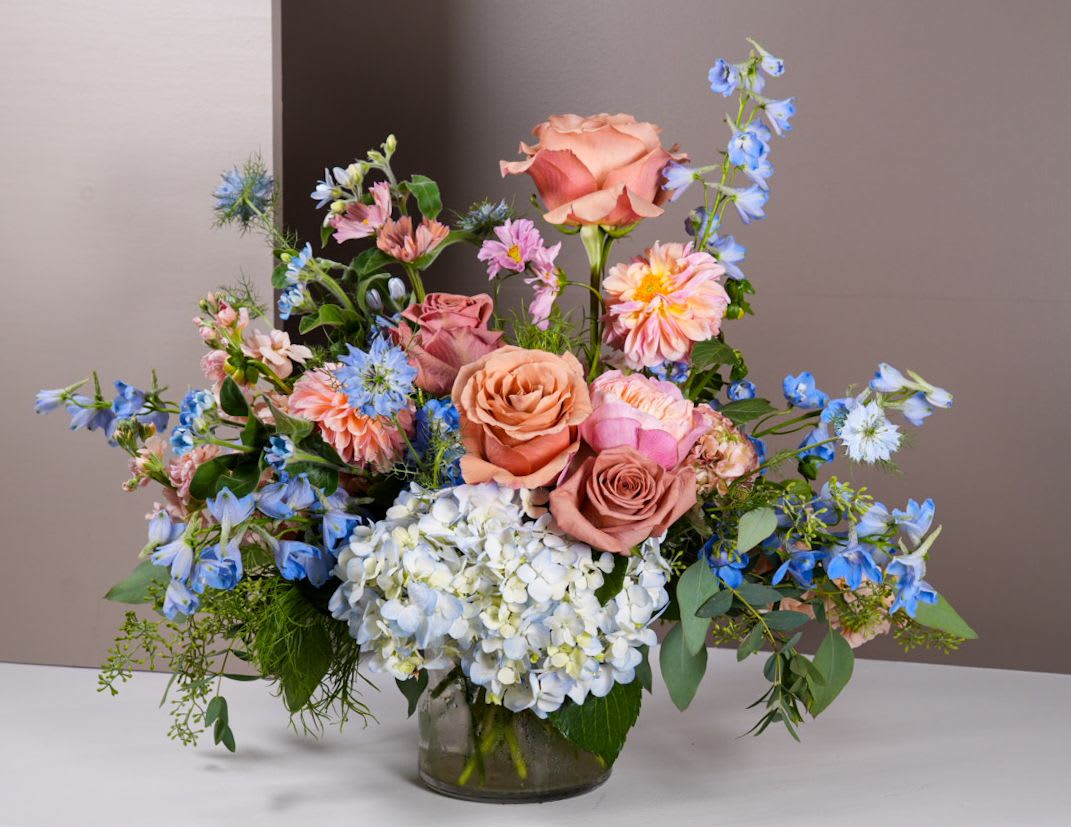 "A Little Night Music" - Pastel blooms in harmony - like a weekend in the country, where romance and wit unfold among the roses.
