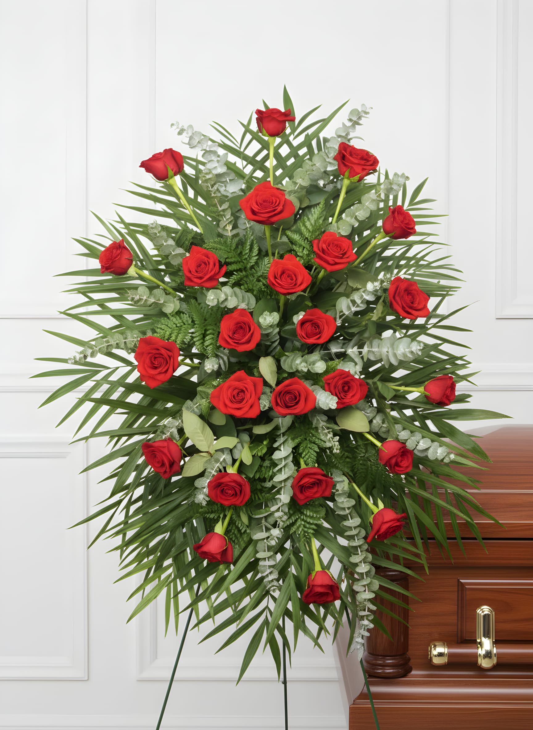 RED ROSES STANDING  SPRAY - 2 DOZEN RED ROSES FOR DELUXE 3 DOZEN RED ROSES FOR DELUXE  4 DOZEN RED ROSES FOR PREMIUM