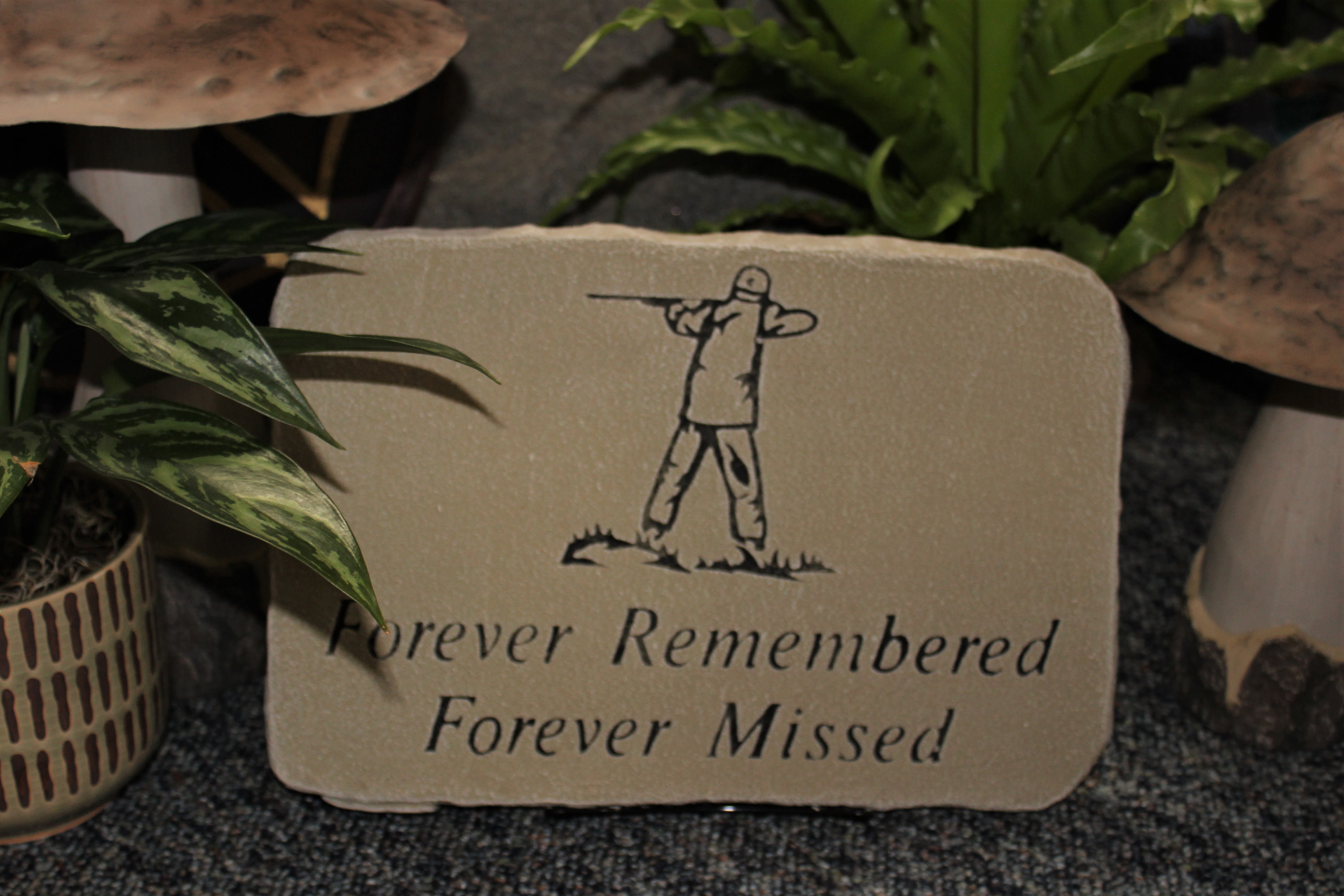 Memorial plaque with the words Forever Remembered Forever Missed