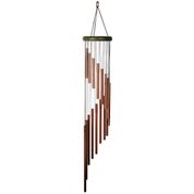 Copper-toned wind chime with hanging metal tubes