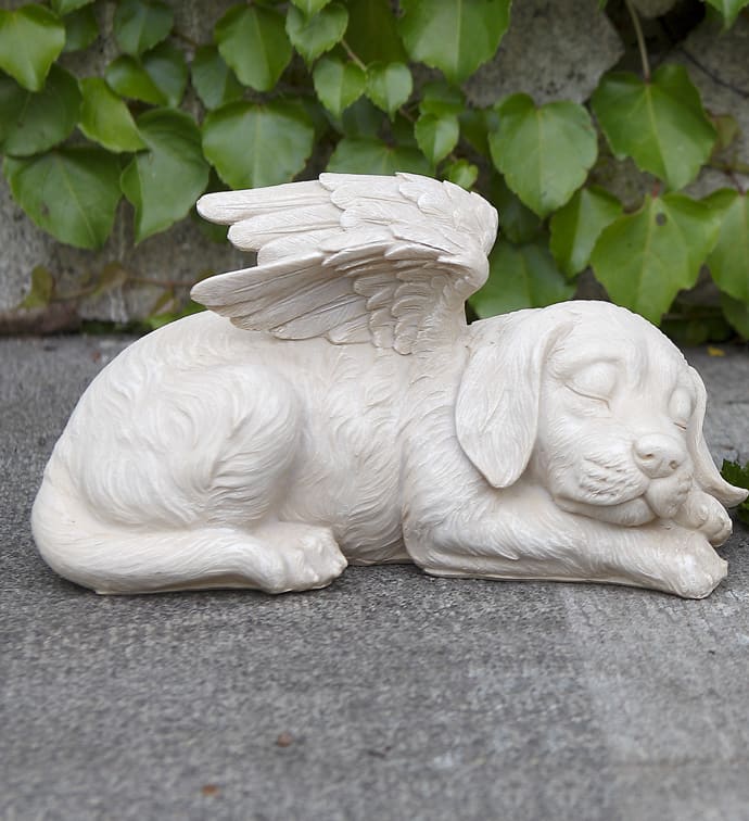 Sleeping Angel Dog - Dimensions: 14" H UPC: 99278130120 Material: Resin
