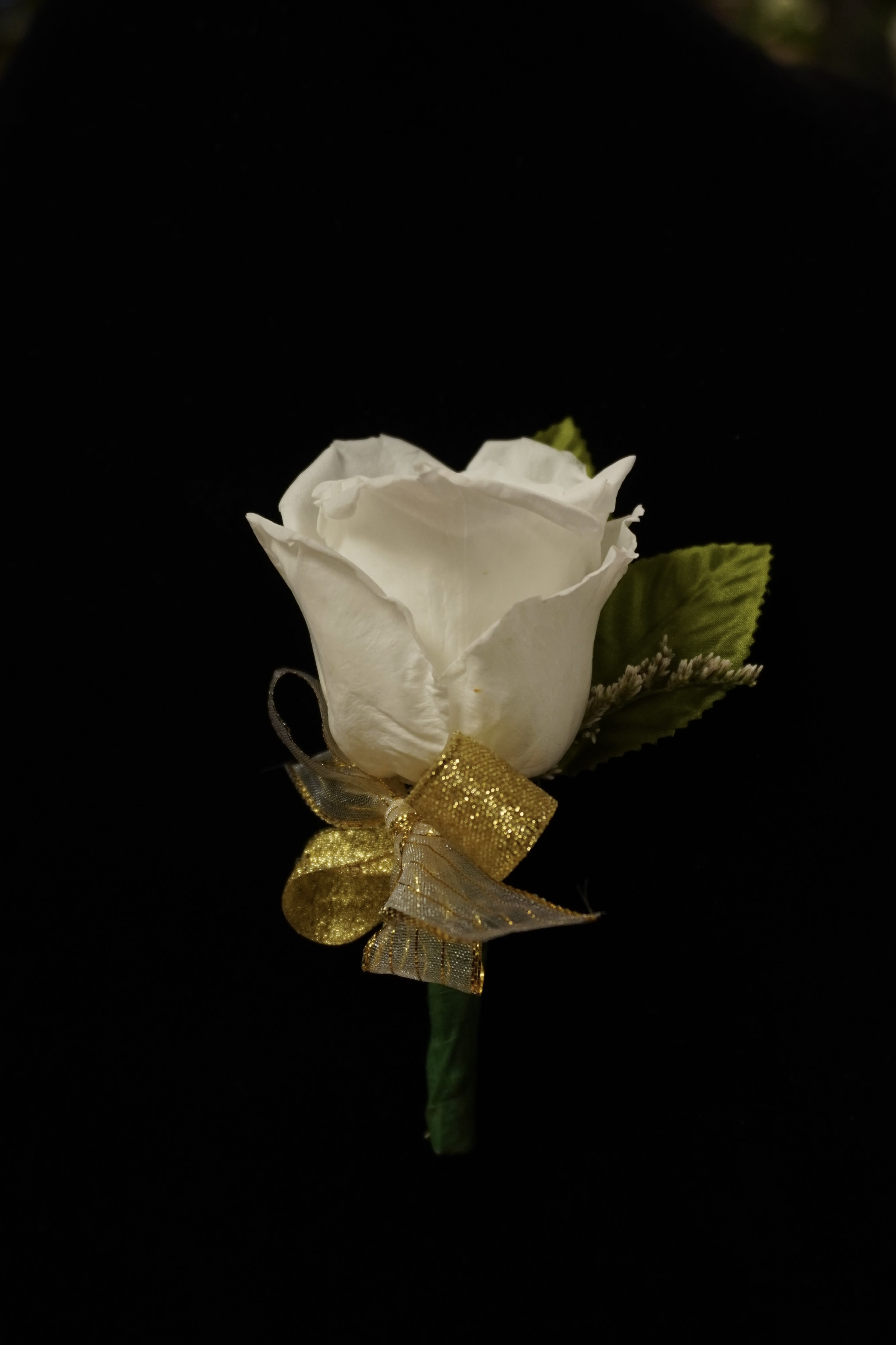 Preserved Rose Boutonniere Keepsake - A singular REAL preserved rose accented with ribbon with a magnetic backing for convenience. This boutonniere is one you can cherish for a lifetime made with roses that are meant to last. Our preserved roses range from white, red, light pink, dusty rose, and cream. Choose your choice of color rose and ribbon. Create a time capsule of an unforgettable night! *Provide boutonniere details at checkout*
