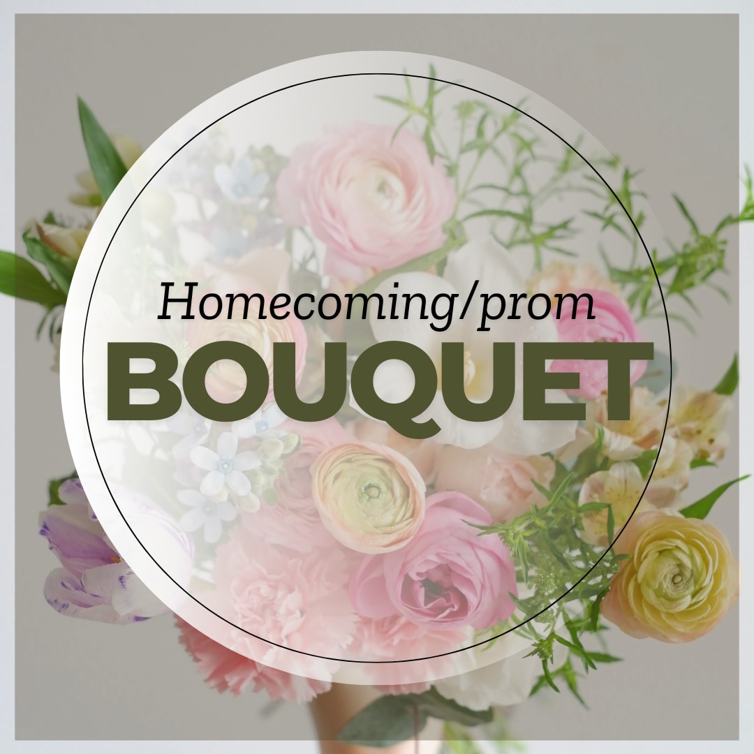 Pastel bouquet with pink and cream flowers and greenery
