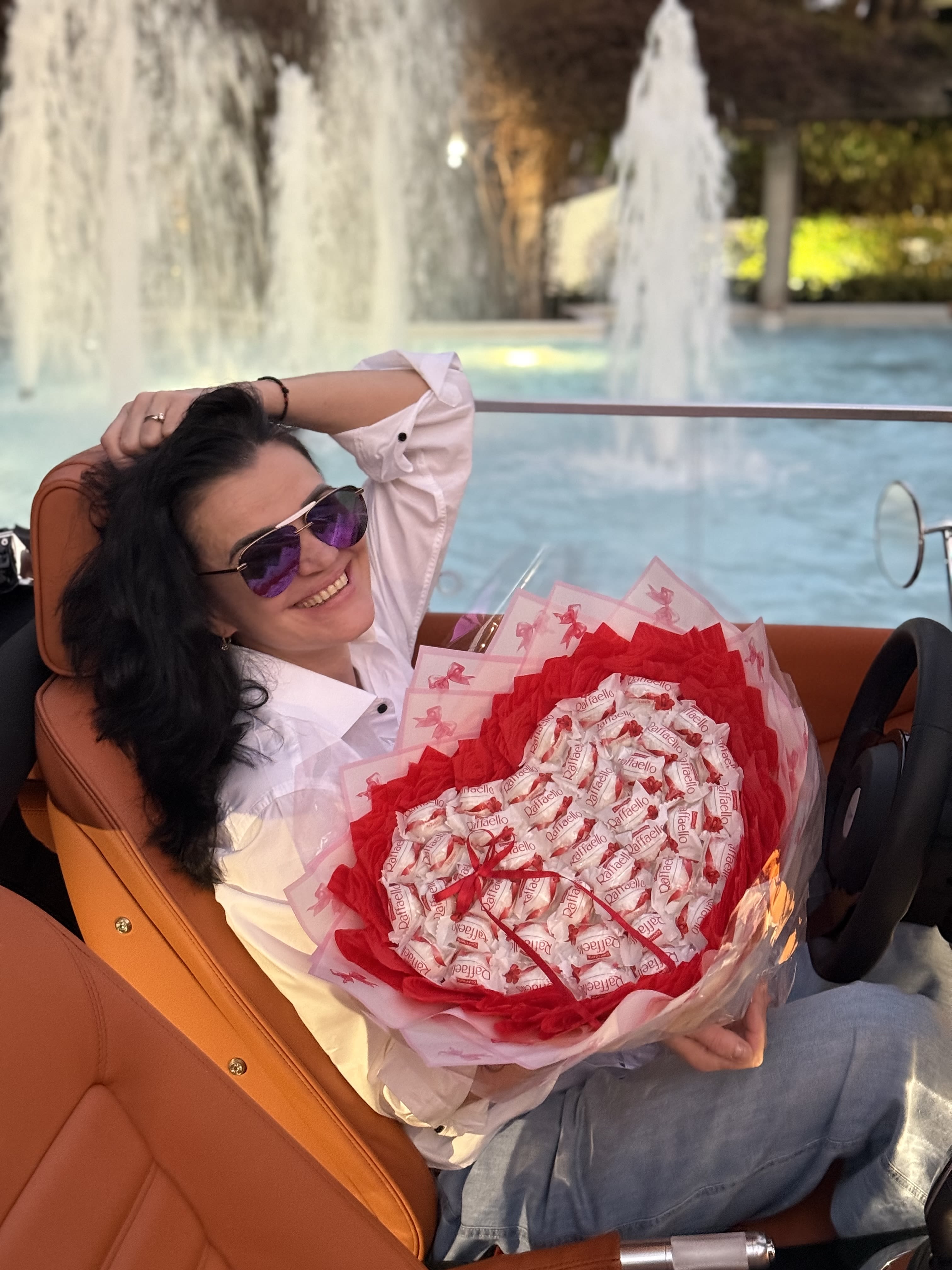 Sweet Heart Raffaello Candy Bouquet - • Premium Raffaello chocolates • Unique heart-shaped candy bouquet design • Elegant luxury wrapping and ribbon • Handcrafted gift arrangement • Ready for gifting • Perfect alternative to traditional flowers