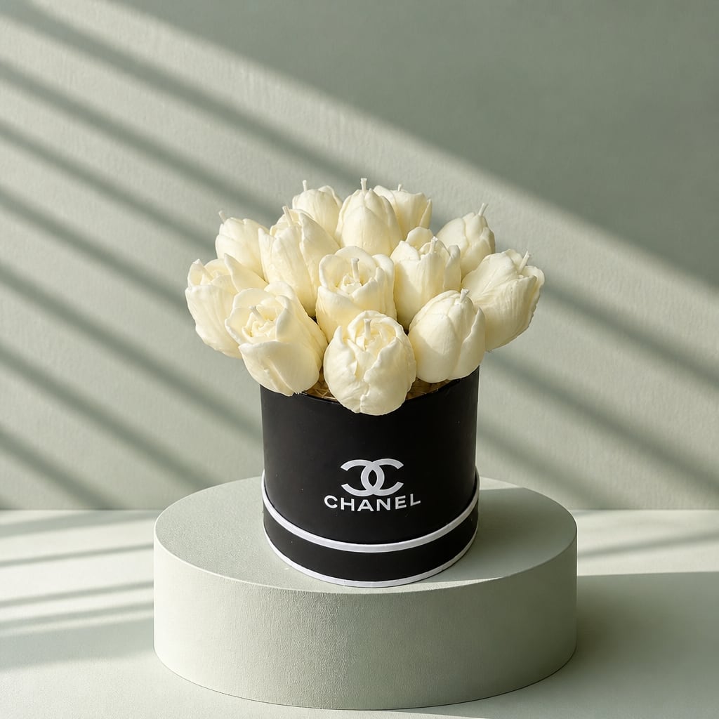 Ivory Tulip Blossom Candle Arrangement - Carefully handmade with attention to every detail, each tulip candle is designed to bring beauty, charm, and a cozy ambiance to your home. Whether displayed as décor or lit for a relaxing atmosphere, this floral candle arrangement makes a unique and memorable gift for birthdays, anniversaries, weddings, housewarmings, Mother's Day, or any special occasion.
