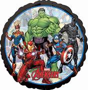 Marvel superhero foil balloon with Hulk, Captain Marvel, Iron Man, and Captain America