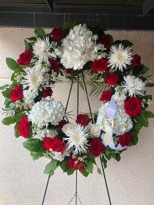 My Dear Friend Wreath - Roses, Hydrangea, Spiders, Stock, Fancy Greens