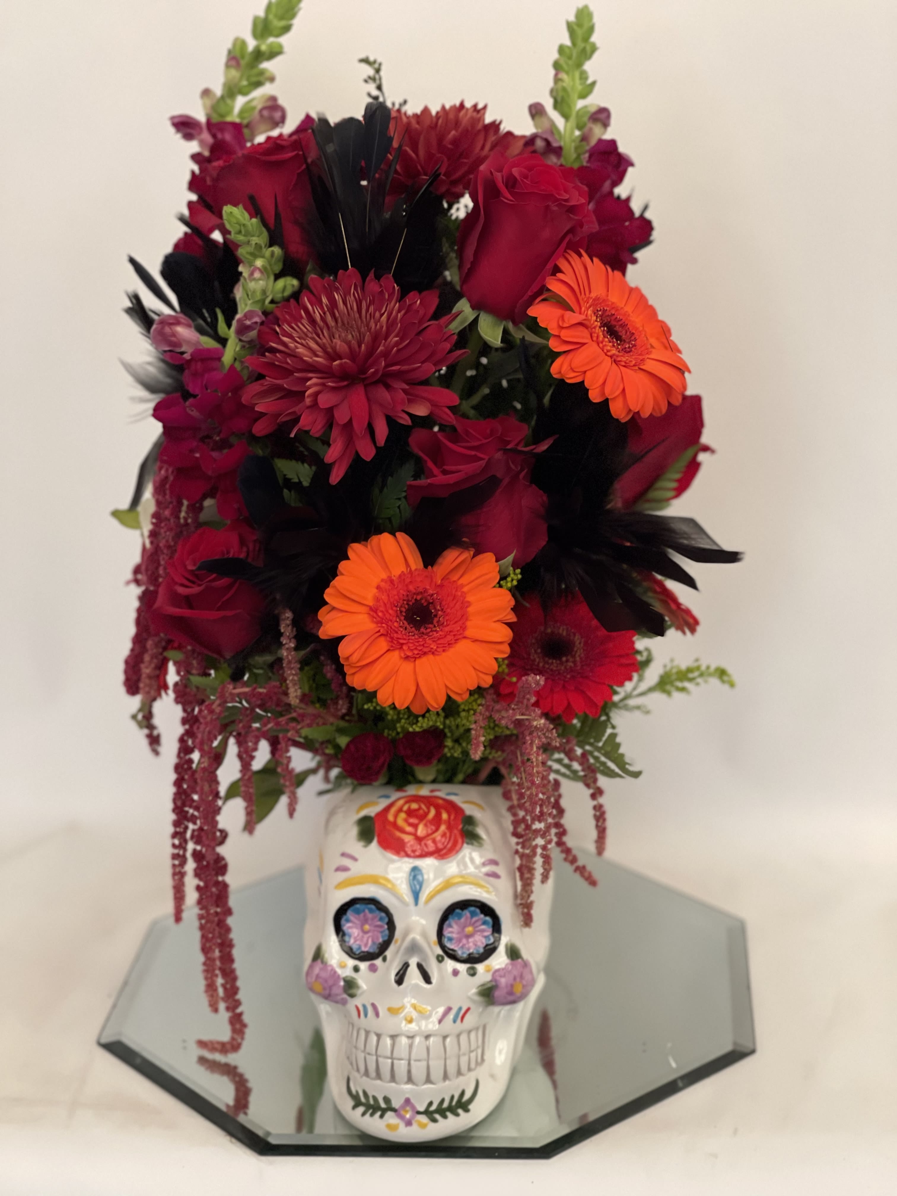 Colorful Skull Floral  - Made in ceramic colorful skull