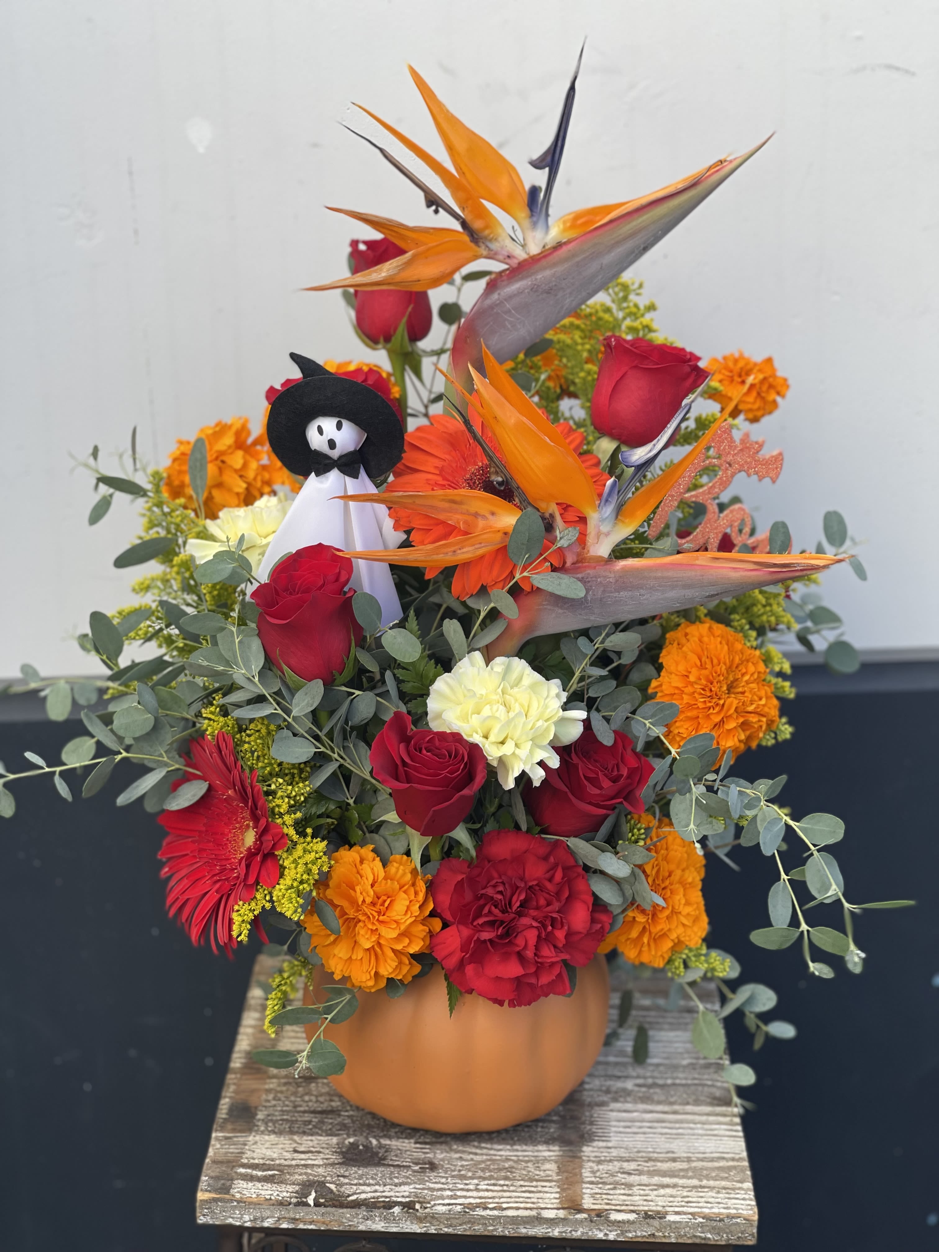 Fall Pumpkin with Birds - Made in ceramic pumpkin 