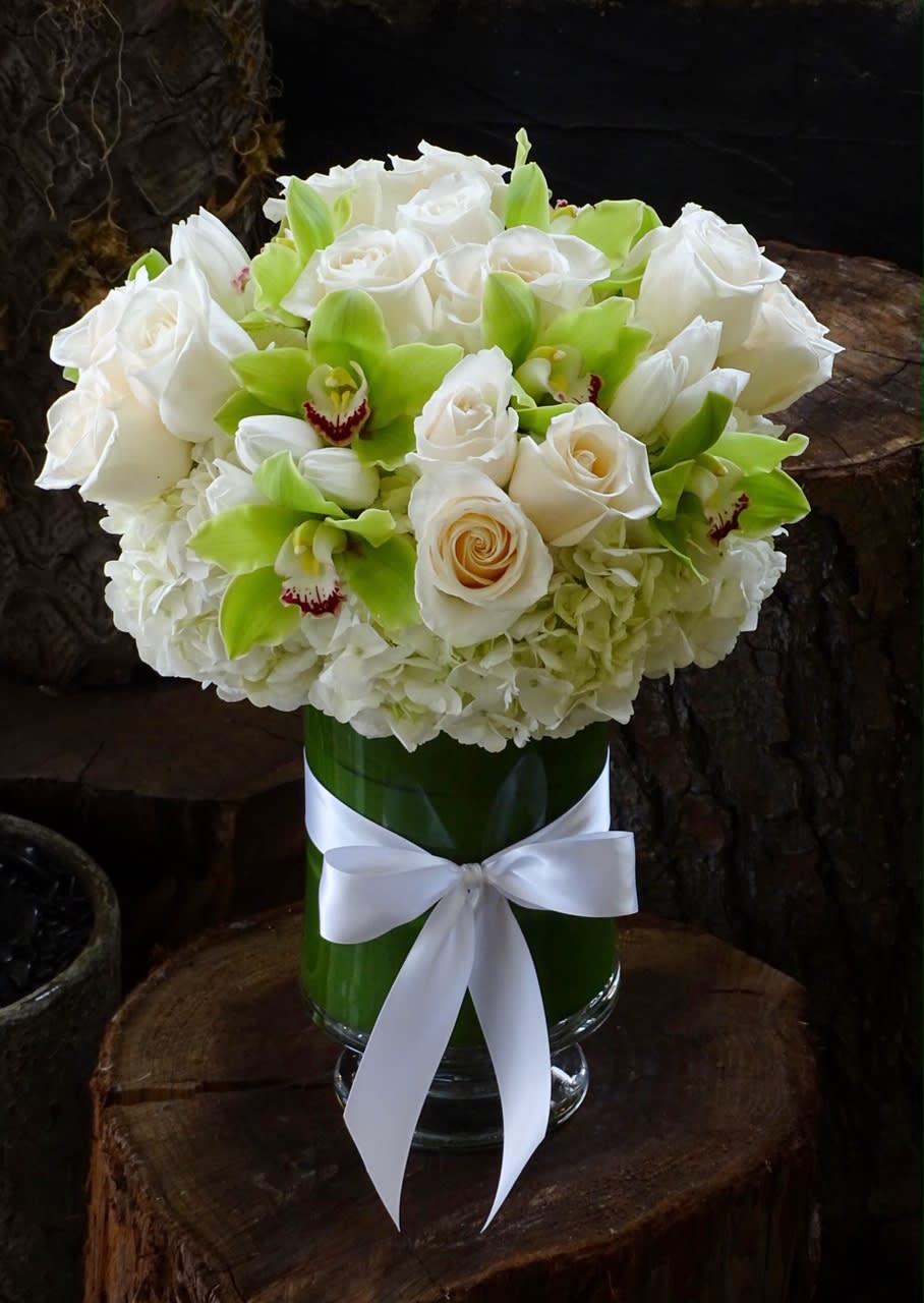 Simplicity - Hydrangeas, Roses, Cymbidium Orchid and Tulip 