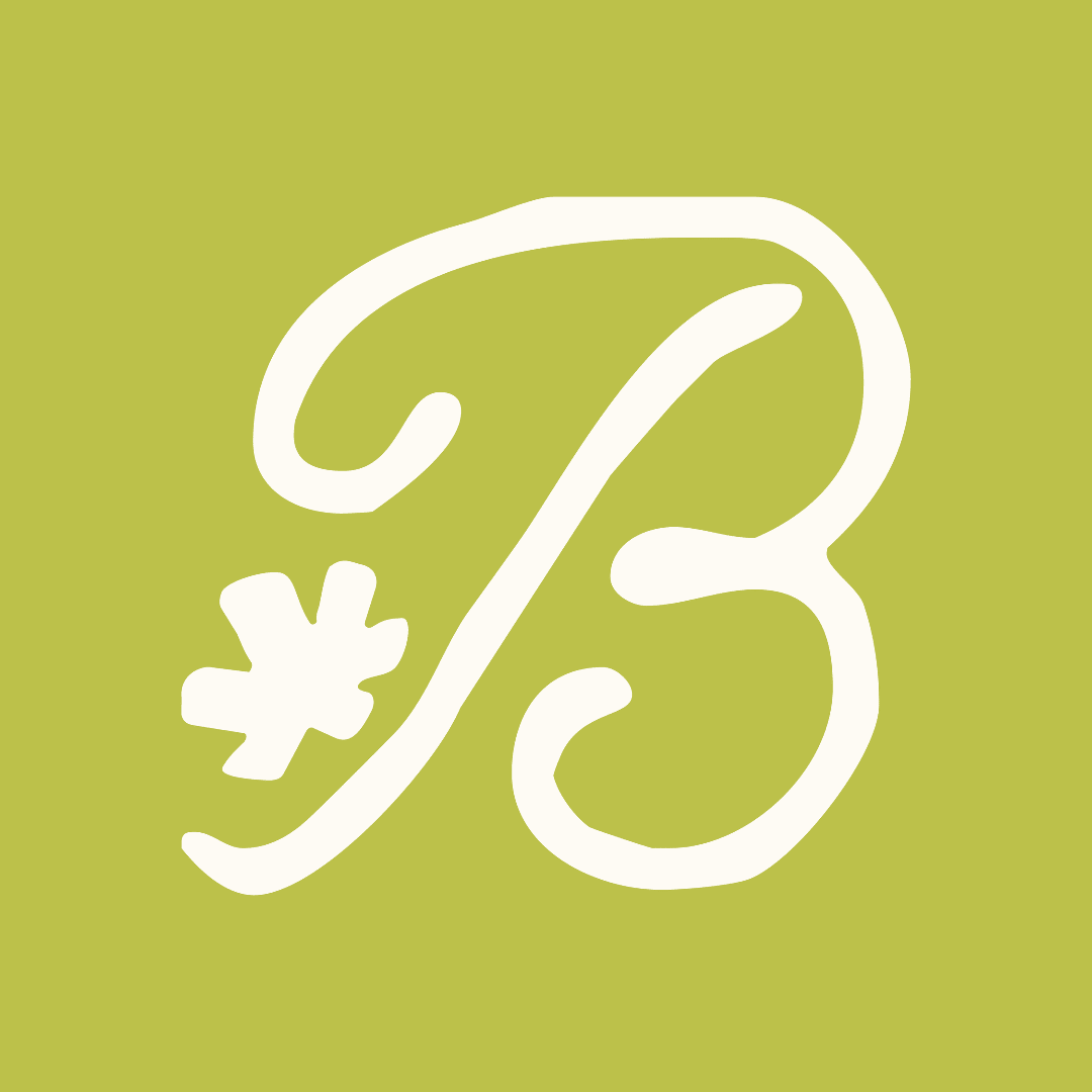 Green gift card with a white decorative letter B