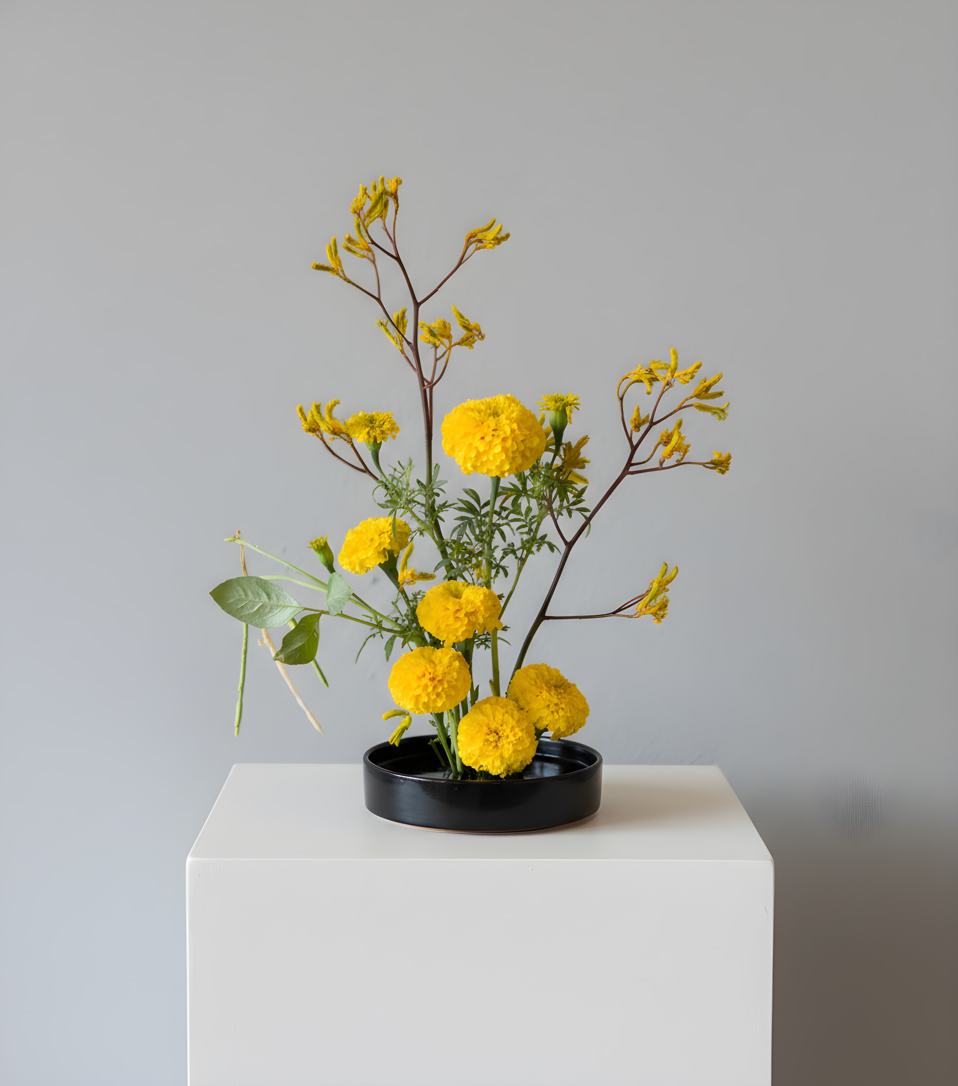 Kokedama Event Table Design - *For Event Order inspiration only, kokedama designs are not available for local delivery orders. This arrangement required an event minimum to order.  Because flowers follow the rhythm of the seasons, availability changes often. Your arrangement may vary from the photo, and some varieties may differ. We design with the freshest blooms available, making substitutions when needed—while always preserving the overall mood: fresh, artful, and beautifully composed.  For specific flower or color requests, please contact us before ordering.
