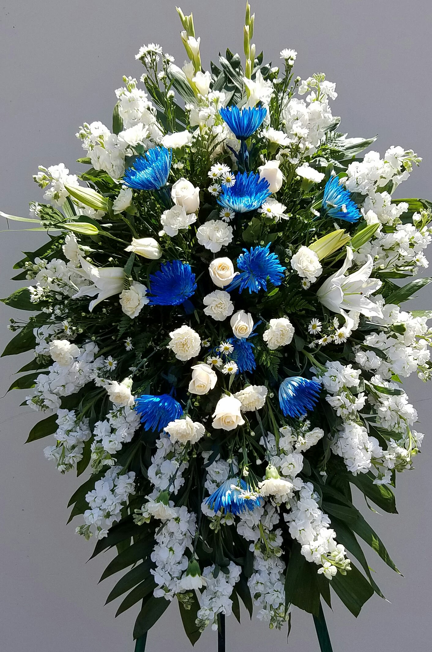 Blue Standing Spray #2 - 65" H x 30" W