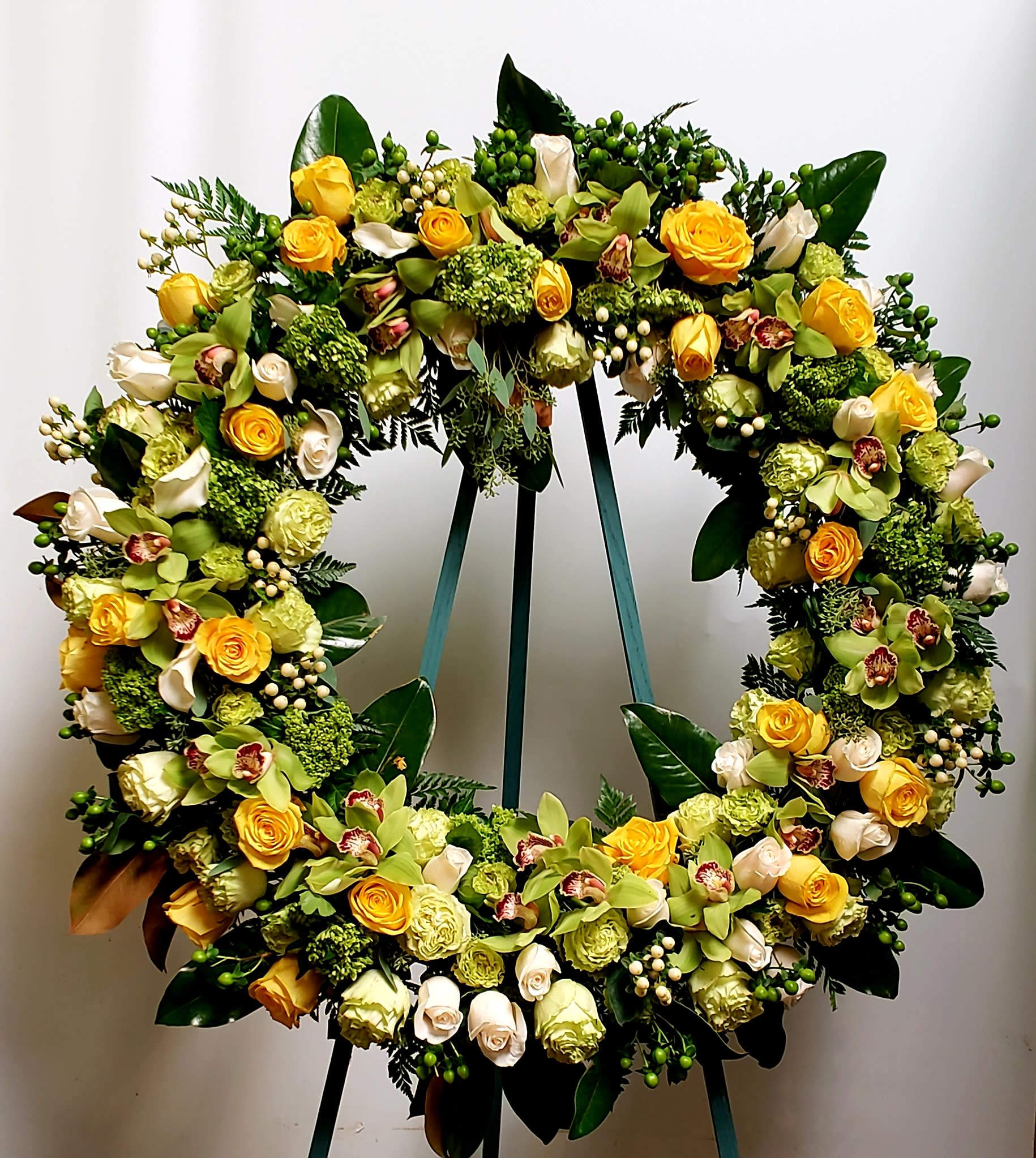 Bright Yellow rose Wreath - 30"Wx 64"H