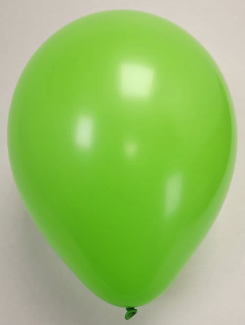 Single bright green balloon on a plain background