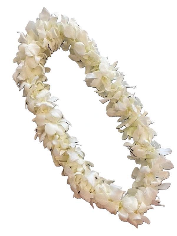 Lei - Double White - White Orchid Lei Please place your order a minimum of 48 hours in advance when ordering this item.