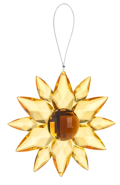 Yellow crystal sunflower ornament with a hanging loop
