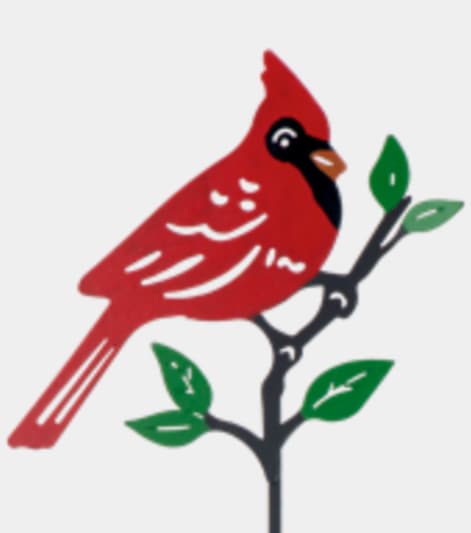 Add-on; GANZ Laser Cut Cardinal Mini Stake - GANZ Laser Cut Cardinal Mini Stake Dimensions: 2" W. x 1/4" D. x 23 3/4" H.  This product is available as an add-on item but must be ordered in conjunction with any other product on our website to meet the $55 order minimum for delivery.  Please note that cancellations are subject to a 10% processing fee, or up to $25 for all refunds processed.