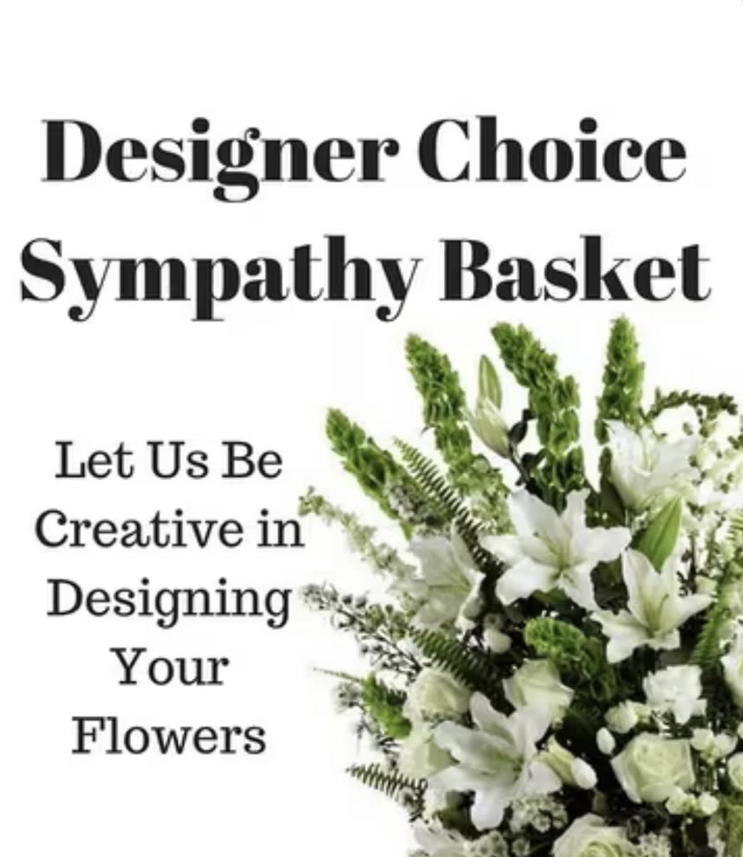 Designers Choice Sympathy Basket - A refined selection of seasonal blooms, thoughtfully curated by our designers to offer comfort and convey heartfelt sympathy with understated elegance