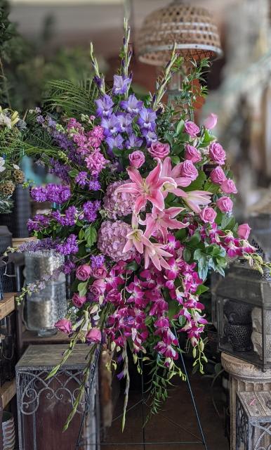 Sacred Garden Spray  - A lovely lavender spray of flowers lets you share your compassion, hope, and beauty with all. Beautifully simple. Beautifully serene. It's the perfect way to send your sincere sympathy.  