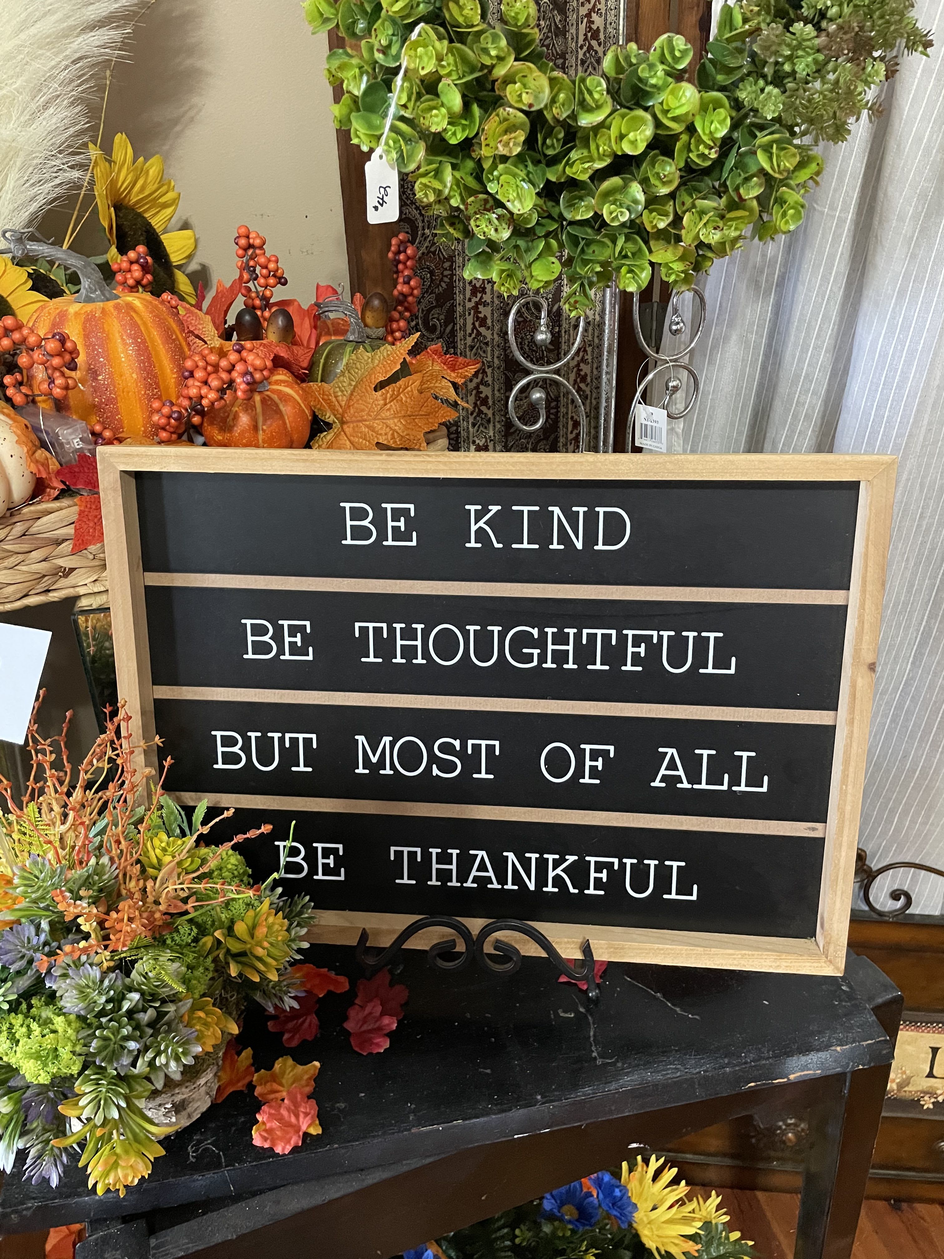 Be Kind Picture Decor - Be Kind and other words of wisdom are displayed on this chalkboard style picture.