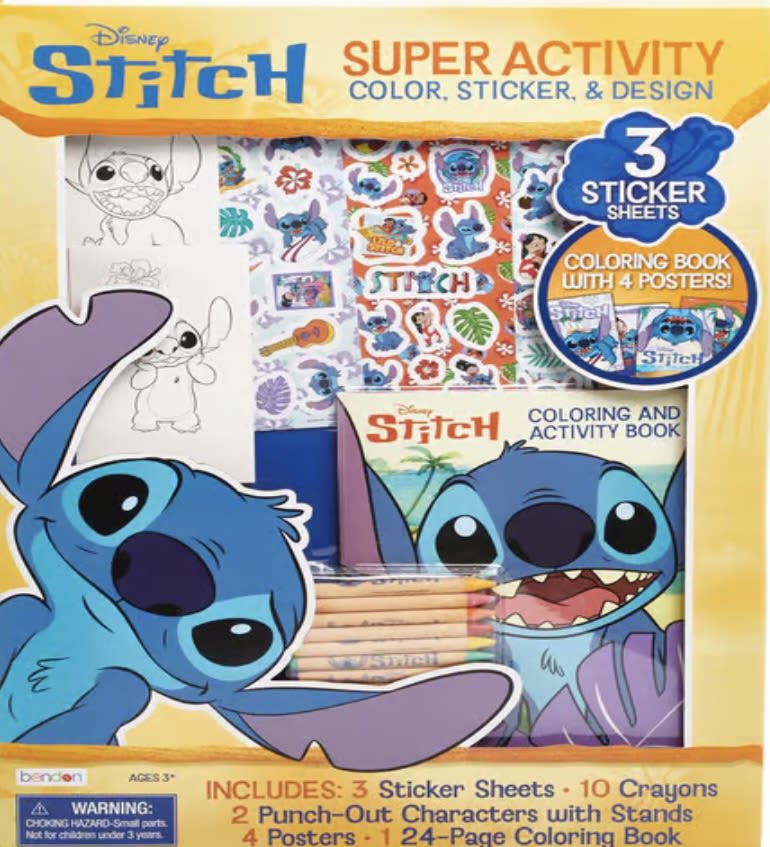 Disney Stitch coloring and sticker activity set with crayons and booklets