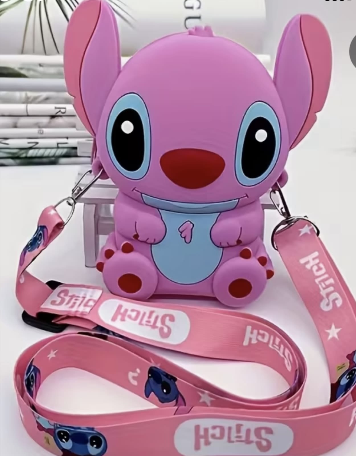 Pink Stitch character bag with matching strap