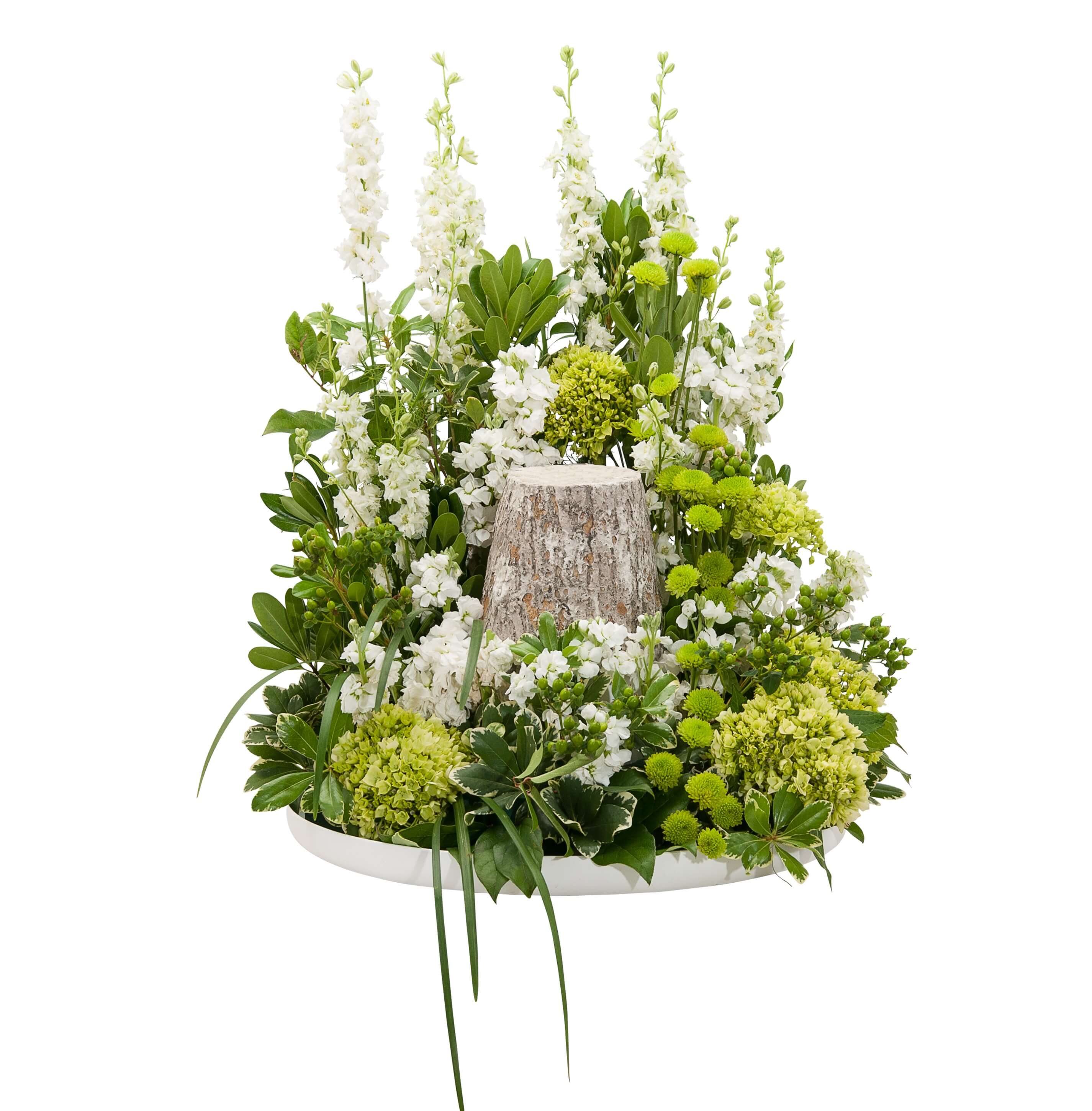 Elegance Surround - Cream and green blooms in a circular design to surround the urn of your loved one.