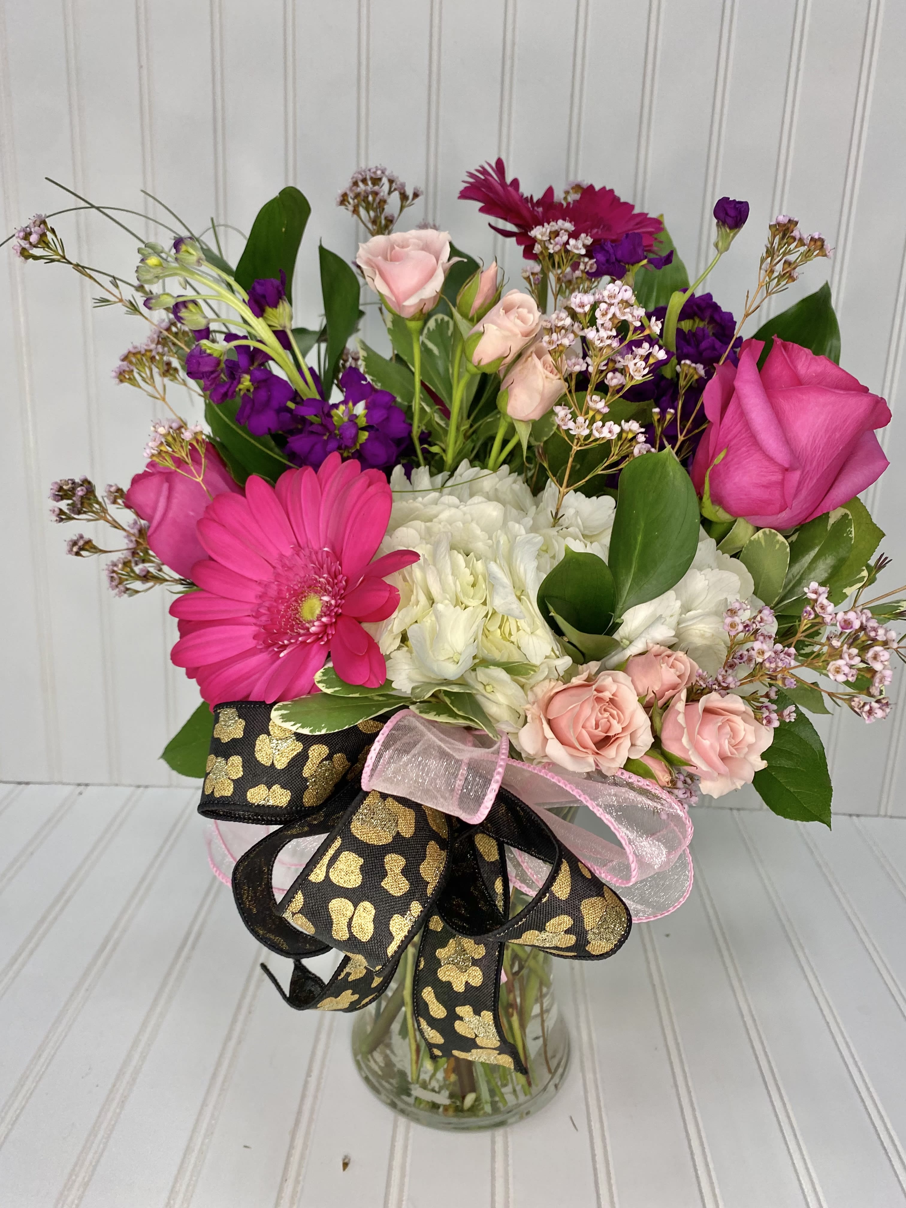 One Hot Mama! - HOT pink blooms and a little sassy animal print bow to tell your loved one how Special she is!!!