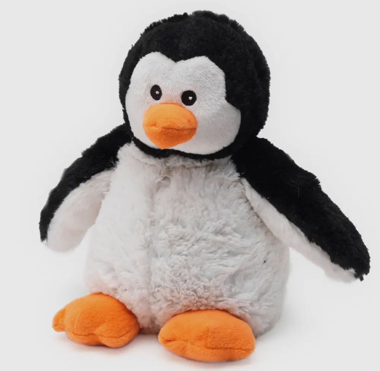 Plush penguin stuffed animal with black, white, and orange coloring