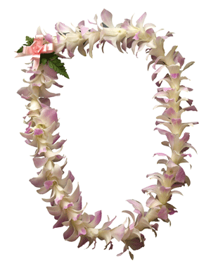 Flower lei with pale pink and cream blossoms