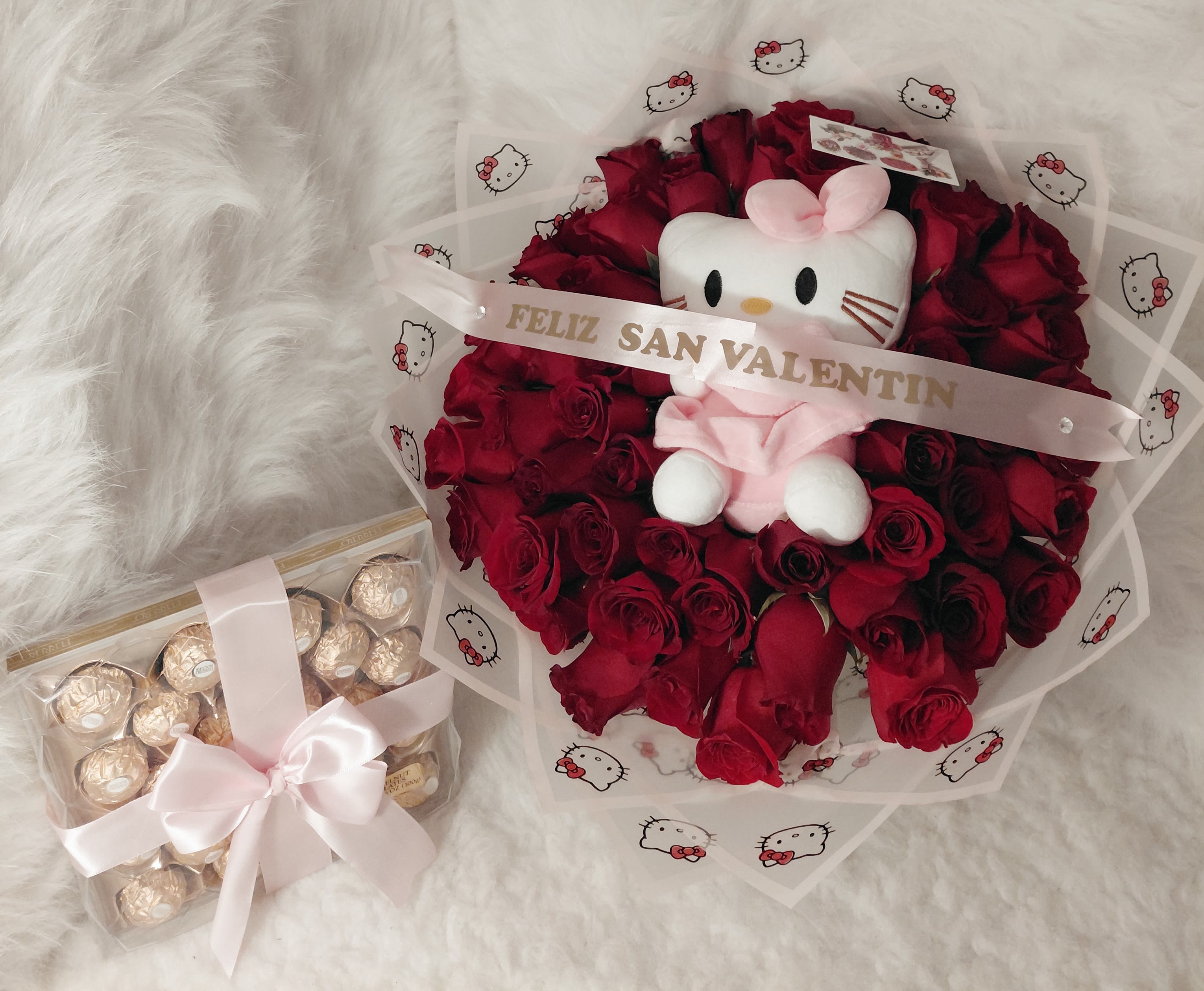 Hellokity  bouquet and chocolates - Hello Kitty bouquet and chocolates. A super cute bouquet for Hello Kitty lovers!